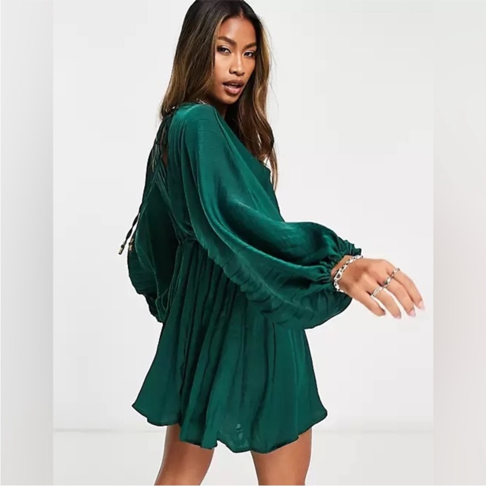 FREE PEOPLE Bohemian festival flowy NWT ARZEL BALLOON PLEATED LONG SLLEVE